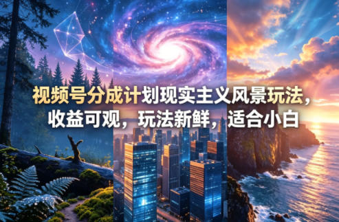 视频号分成计划现实主义风景玩法，收益可观，玩法新鲜，适合小白 - 佳梦网创 - 网创副业项目资源站-佳梦网创 - 网创副业项目资源站