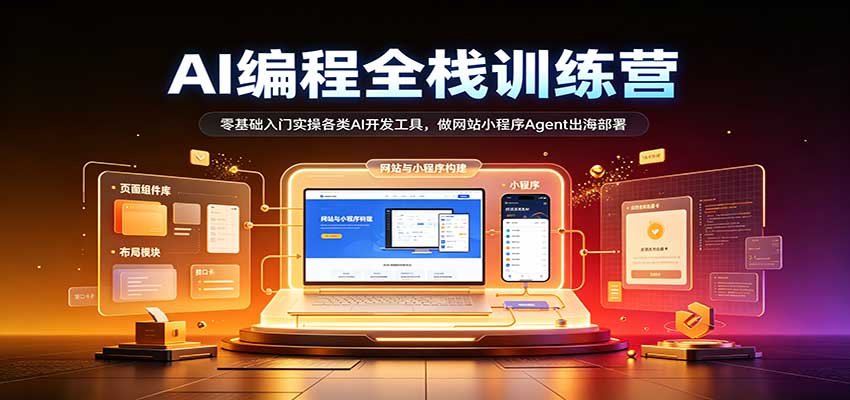 AI编程全栈训练营::零基础入门实操各类AI开发工具,做网站小程序Agent出海部署-佳梦网创 - 网创副业项目资源站
