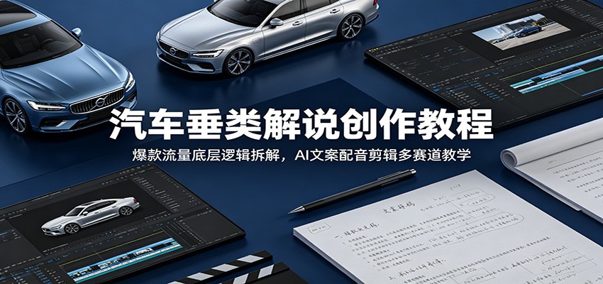 汽车垂类解说创作教程：爆款流量底层逻辑拆解，AI文案配音剪辑多赛道教学 - 佳梦网创 - 网创副业项目资源站-佳梦网创 - 网创副业项目资源站