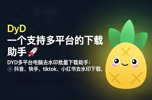 DYD多平台电脑去水印批量下载助手:抖音、快手、tiktok、小红书去水印下载-佳梦网创 - 网创副业项目资源站