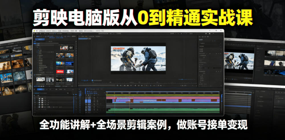 剪映电脑版从0到精通实战课，全功能讲解+全场景剪辑案例，做账号接单变现 - 佳梦网创 - 网创副业项目资源站-佳梦网创 - 网创副业项目资源站
