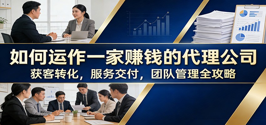 如何运作一家赚钱的代理公司：获客转化，服务交付，团队管理全攻略 - 佳梦网创 - 网创副业项目资源站-佳梦网创 - 网创副业项目资源站
