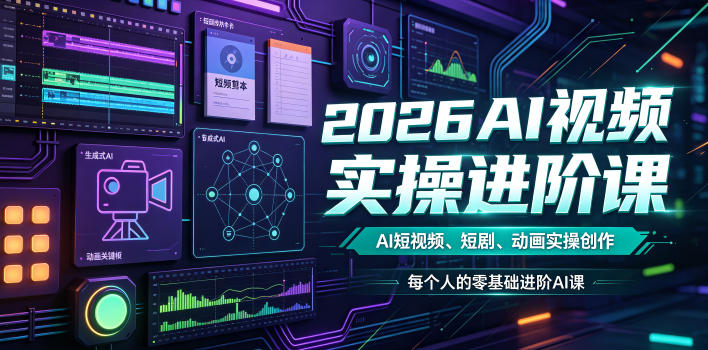 2026AI视频实操进阶课,AI短视频、短剧、动画实操创作,每个人的零基础进阶ai课(更新0825)-佳梦网创 - 网创副业项目资源站