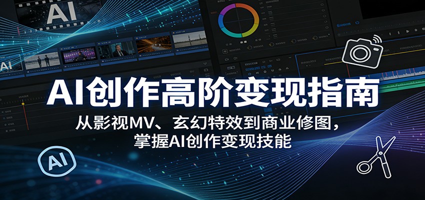 AI创作高阶变现指南：从影视MV、玄幻特效到商业修图，掌握AI创作变现技能 - 佳梦网创 - 网创副业项目资源站-佳梦网创 - 网创副业项目资源站