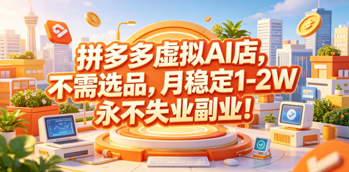 拼多多虚拟AI店，不需选品，月稳定1-2W，永不失业副业！【揭秘】 - 佳梦网创 - 网创副业项目资源站-佳梦网创 - 网创副业项目资源站
