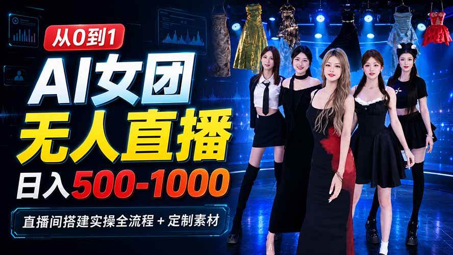 (20051期)AI 女团无人直播,躺入500-1000每天,直播间搭建实操全流程+定制素材 (20051期)AI 女团无人直播,躺入500-1000每天,直播间搭建实操全流程+定制素材