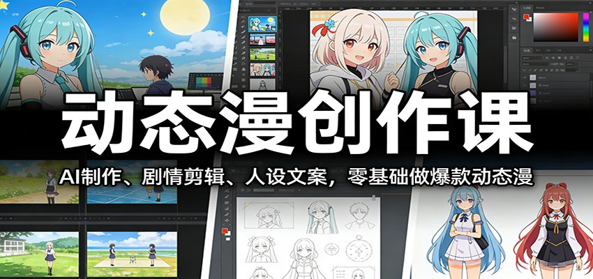 动态漫创作课：AI制作、剧情剪辑、人设文案，零基础做爆款动态漫 - 佳梦网创 - 网创副业项目资源站-佳梦网创 - 网创副业项目资源站
