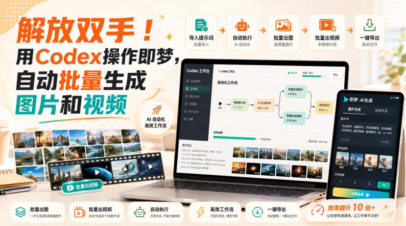 解放双手!用Codex操作即梦,自动批量生成图片和视频-佳梦网创 - 网创副业项目资源站