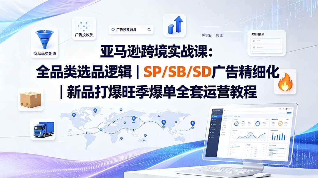 （20160期）亚马逊跨境实战课-更新8月：全品类选品逻辑｜SP/SB/SD广告精细化｜新品打爆旺季爆单全套运营教程-佳梦网创 - 网创副业项目资源站