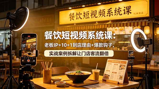 （18712期）餐饮短视频系统课：老板IP+10+1到店理由+爆款钩子，实战案例拆解让门店客流翻倍-佳梦网创 - 网创副业项目资源站