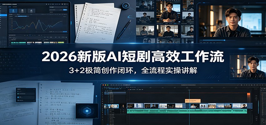 2026新版AI短剧高效工作流：3+2极简创作闭环，全流程实操讲解 - 佳梦网创 - 网创副业项目资源站-佳梦网创 - 网创副业项目资源站