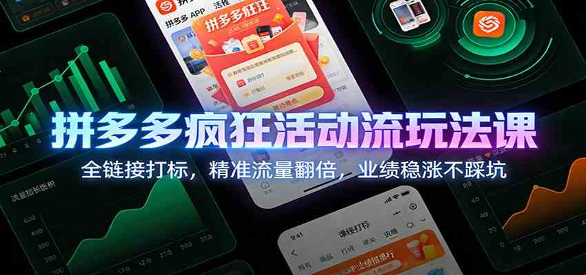 拼多多疯狂活动流玩法课：全链接打标，精准流量翻倍，业绩稳涨不踩坑 - 佳梦网创 - 网创副业项目资源站-佳梦网创 - 网创副业项目资源站