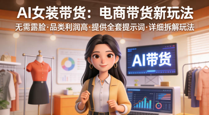 AI女装带货，电商带货新玩法，无需露脸，品类利润高，提供全套提示词，详细拆解玩法 - 佳梦网创 - 网创副业项目资源站-佳梦网创 - 网创副业项目资源站