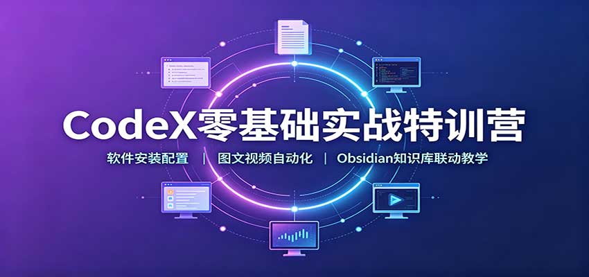 CodeX零基础实战特训营:软件安装配置,图文视频自动化,Obsidian知识库联动教学-佳梦网创 - 网创副业项目资源站
