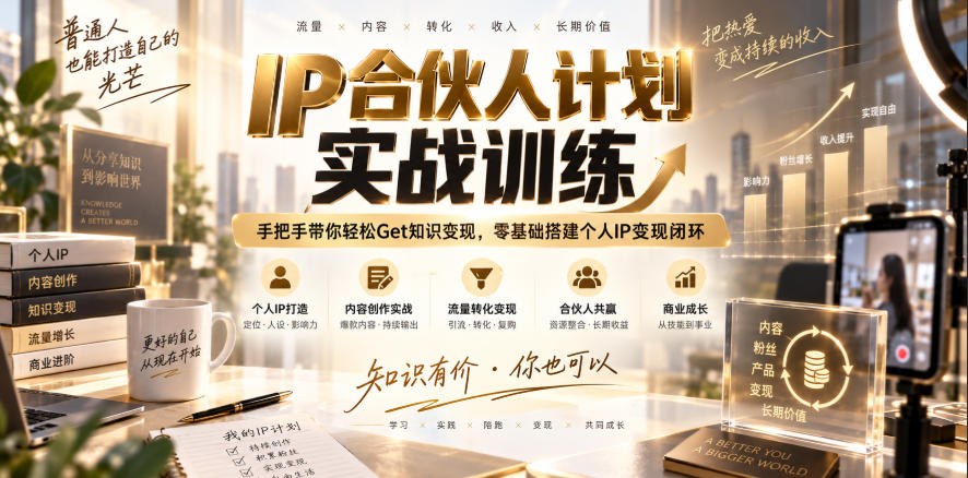 IP合伙人计划实战训练，手把手带你轻松Get知识变现，零基础搭建个人IP变现闭环（更新260908）-佳梦网创 - 网创副业项目资源站