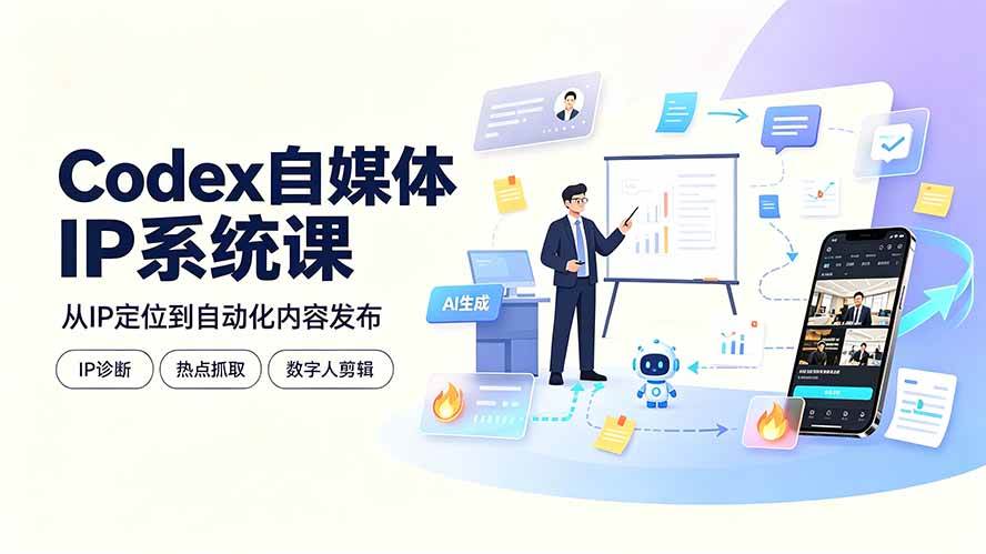 (19258期)Codex自媒体IP系统课:IP诊断/热点抓取/IP蒸馏 Skill,爆款复刻数字人多平台自动发布教程-佳梦网创 - 网创副业项目资源站