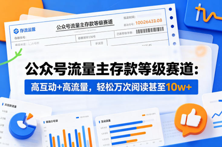 公众号流量主之存款等级赛道，高互动+高流量，轻松达到万次阅读，甚至10w+ - 佳梦网创 - 网创副业项目资源站-佳梦网创 - 网创副业项目资源站