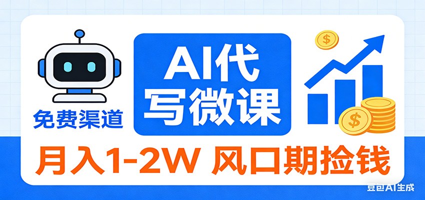 2026告别打工！AI 代写微课，提供免费渠道，月入 1-2W 风口期捡钱 - 佳梦网创 - 网创副业项目资源站-佳梦网创 - 网创副业项目资源站