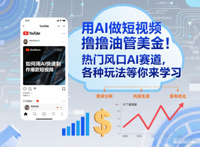 用AI做短视频撸油管美金,热门风口AI赛道,你不做我做,各种玩法等你来学习-佳梦网创 - 网创副业项目资源站