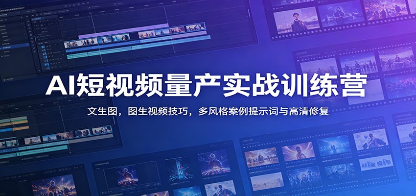 AI短视频量产实战训练营:文生图,图生视频技巧,多风格案例提示词与高清修复 AI短视频量产实战训练营:文生图,图生视频技巧,多风格案例提示词与高清修复