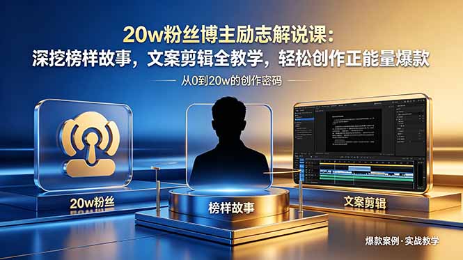 20w粉丝博主励志解说课：深挖榜样故事，文案剪辑全教学，轻松创作正能量爆款 - 佳梦网创 - 网创副业项目资源站-佳梦网创 - 网创副业项目资源站