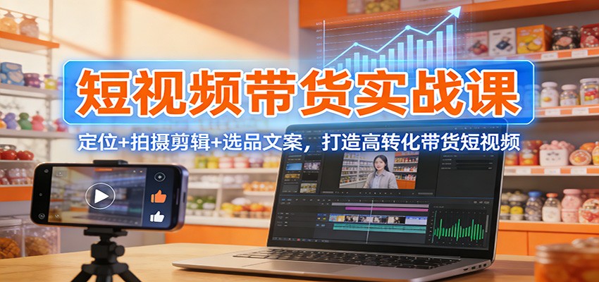 短视频带货实战课:定位+拍摄剪辑+选品文案,打造高转化带货短视频-佳梦网创 - 网创副业项目资源站