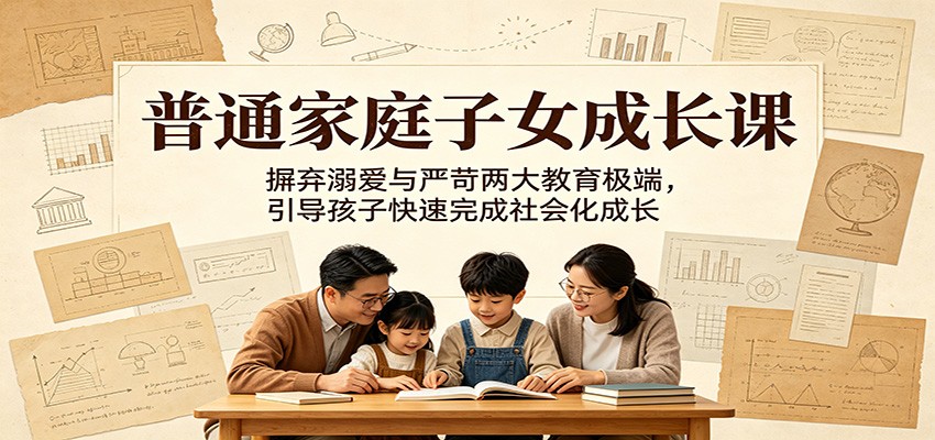 普通家庭子女成长课:摒弃溺爱与严苛两大教育极端,引导孩子快速完成社会化成长-佳梦网创 - 网创副业项目资源站