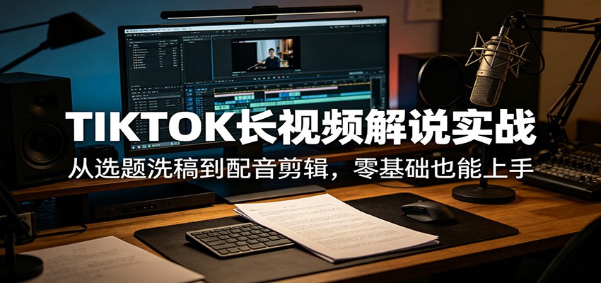 TIKTOK长视频解说实战：从选题洗稿到配音剪辑，零基础也能上手 - 佳梦网创 - 网创副业项目资源站-佳梦网创 - 网创副业项目资源站