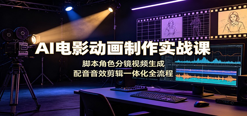 AI电影动画制作实战课:脚本角色分镜视频生成,配音音效剪辑一体化全流程-佳梦网创 - 网创副业项目资源站