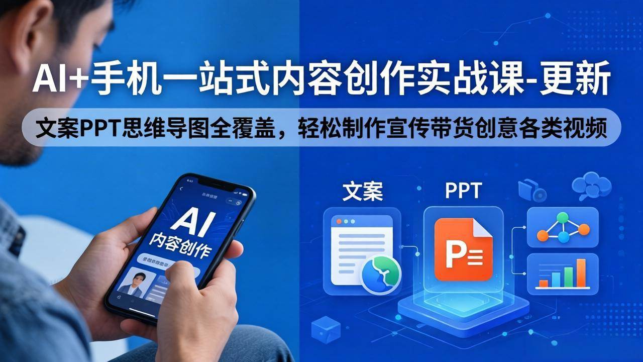 （18204期）AI+手机一站式内容创作实战课-更新，文案PPT思维导图全覆盖，轻松制作宣传带货创意各类视频 - 佳梦网创 - 网创副业项目资源站-佳梦网创 - 网创副业项目资源站