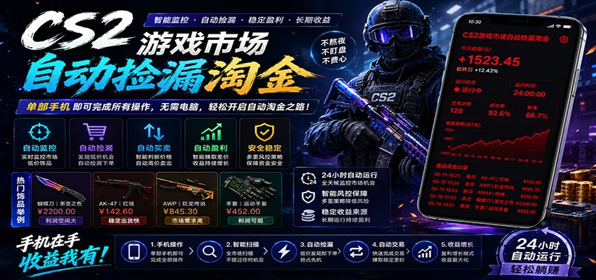CSGO挂机捡漏项目通过利用游戏饰品交易机制,结合薄凉软件辅助捡漏,实现盈利-佳梦网创 - 网创副业项目资源站