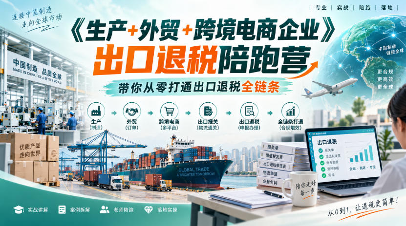 《生产+外贸+跨境电商企业》出口退税陪跑营,带你从零打通出口退税全链条-佳梦网创 - 网创副业项目资源站