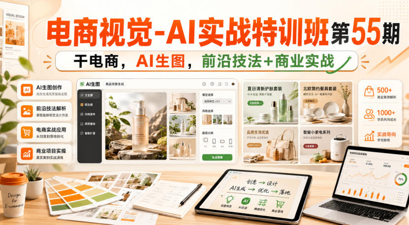 电商视觉-AI实战特训班第55期，干电商，AI生图，前沿技法+商业实战-佳梦网创 - 网创副业项目资源站