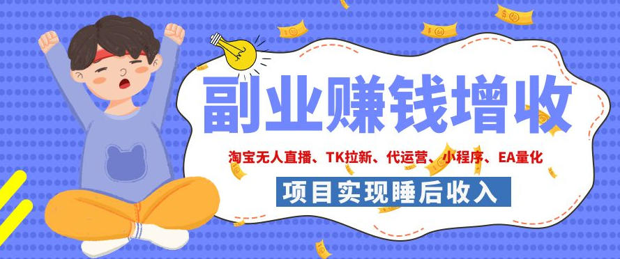 2026年多个真实落地副业项目，手把手带你搭建被动收入管道（淘宝无人直播、海外TK拉新、CSGO饰品交易、去水印小程序等）【揭秘】 - 佳梦网创 - 网创副业项目资源站-佳梦网创 - 网创副业项目资源站
