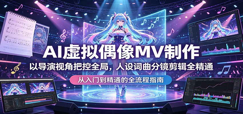 AI虚拟偶像MV制作：以导演视角把控全局，人设词曲分镜剪辑全精通 - 佳梦网创 - 网创副业项目资源站-佳梦网创 - 网创副业项目资源站