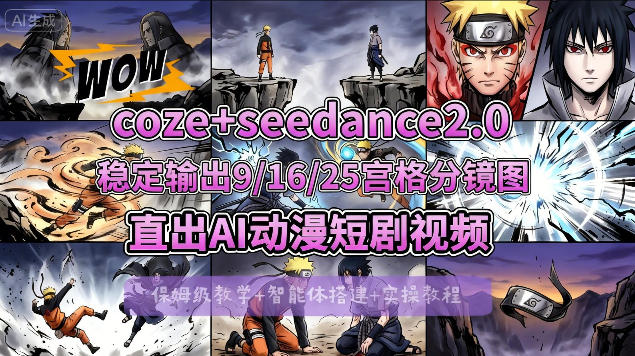 [COZE搭建教学]COZE+即梦Seedance 2.0稳定输出9-16-25宫格分镜图直出AI漫剧视频 - 佳梦网创 - 网创副业项目资源站-佳梦网创 - 网创副业项目资源站