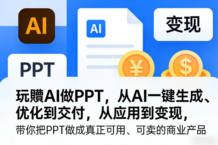 玩賺AI做PPT，从AI一键生成、优化到交付，从应用到变现，带你把PPT做成真正可用、可卖的商业产品（更新0421） - 佳梦网创 - 网创副业项目资源站-佳梦网创 - 网创副业项目资源站