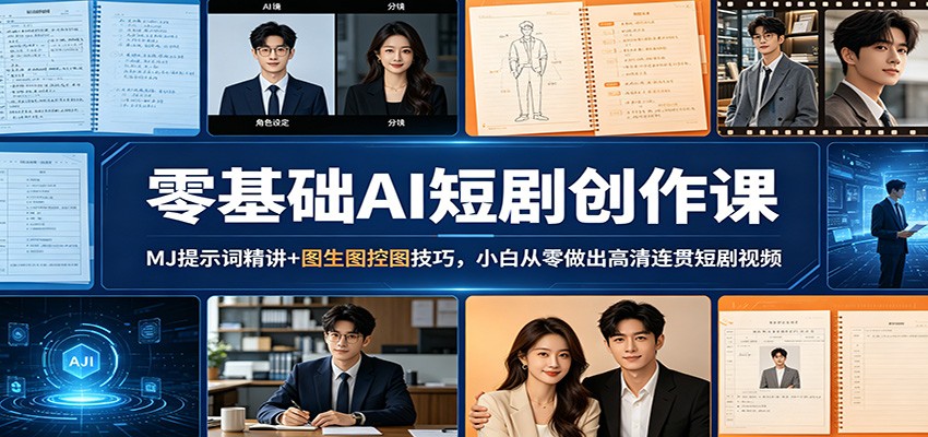 零基础AI短剧创作课：MJ提示词精讲+图生图控图技巧，小白从零做出高清连贯短剧视频 - 佳梦网创 - 网创副业项目资源站-佳梦网创 - 网创副业项目资源站