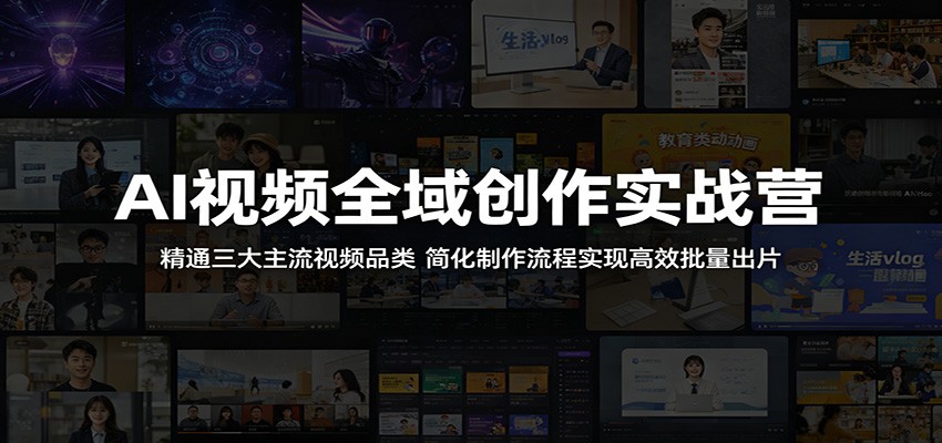 AI视频全域创作实战营：精通三大主流视频品类，简化制作流程实现高效批量出片 - 佳梦网创 - 网创副业项目资源站-佳梦网创 - 网创副业项目资源站