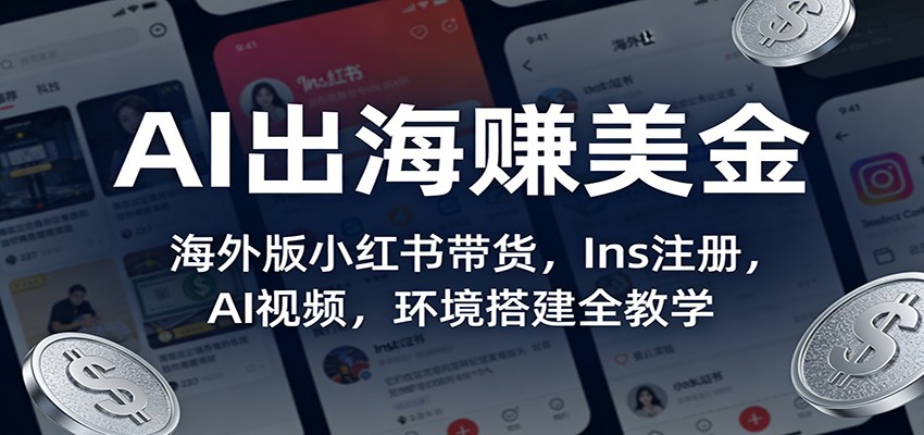 AI出海赚美金：海外版小红书带货，Ins注册，AI视频，环境搭建全教学 - 佳梦网创 - 网创副业项目资源站-佳梦网创 - 网创副业项目资源站