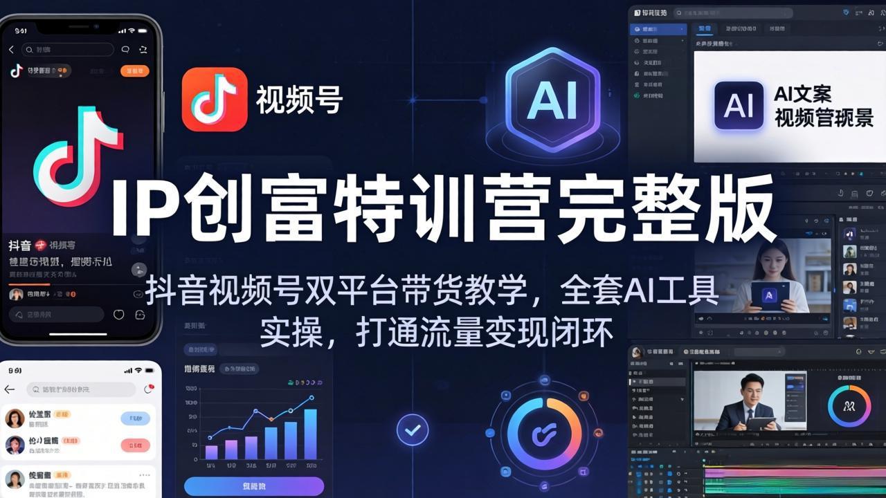 IP创富特训营完整版:抖音视频号双平台带货教学,全套AI工具实操,打通流量变现闭环-佳梦网创 - 网创副业项目资源站