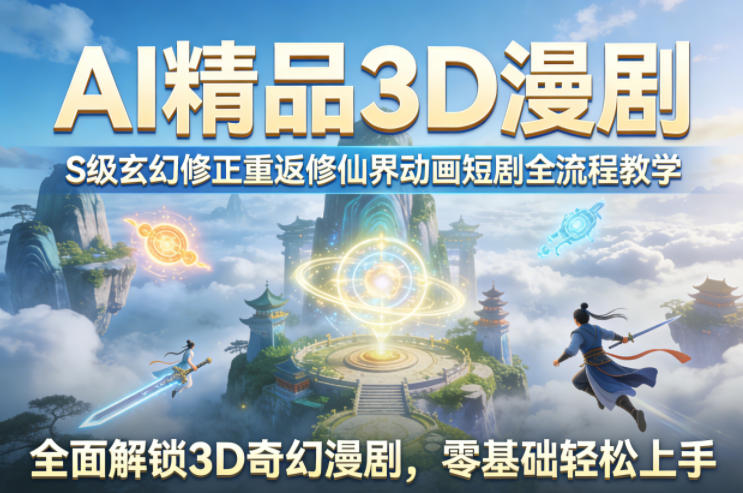 AI精品3D漫剧S级玄幻修正重返修仙界动画短剧全流程教学，全面解锁3D奇幻漫剧，零基础轻松上手 - 佳梦网创 - 网创副业项目资源站-佳梦网创 - 网创副业项目资源站