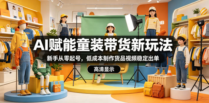 AI赋能童装带货新玩法,新手从零起号,低成本制作货品视频稳定出单-佳梦网创 - 网创副业项目资源站