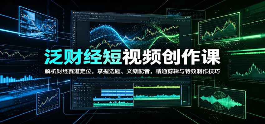 泛财经短视频创作课:解析财经赛道定位,掌握选题、文案配音,精通剪辑与特效制作技巧-佳梦网创 - 网创副业项目资源站