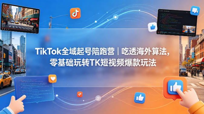 TikTok全域起号陪跑营｜吃透海外算法，零基础玩转TK短视频爆款玩法 - 佳梦网创 - 网创副业项目资源站-佳梦网创 - 网创副业项目资源站