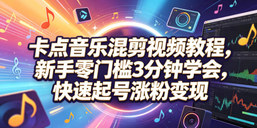 卡点音乐混剪视频教程,新手零门槛3分钟学会,快速起号涨粉变现-佳梦网创 - 网创副业项目资源站