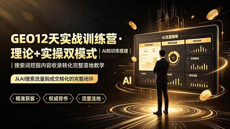 （19277期）GEO12天实战训练营·理论+实操双模式｜AI知识库搭建｜搜索词挖掘内容收录转化完整落地教学-佳梦网创 - 网创副业项目资源站