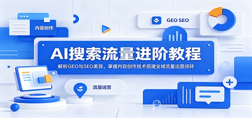 AI搜索流量进阶教程:解析GEO与SEO差异,掌握内容创作技术搭建全域流量运营闭环 AI搜索流量进阶教程:解析GEO与SEO差异,掌握内容创作技术搭建全域流量运营闭环