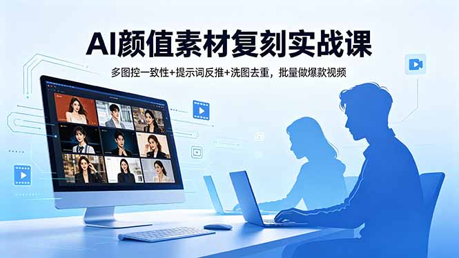 AI颜值素材复刻实战课，多图控一致性+提示词反推+洗图去重，批量做爆款视频 - 佳梦网创 - 网创副业项目资源站-佳梦网创 - 网创副业项目资源站