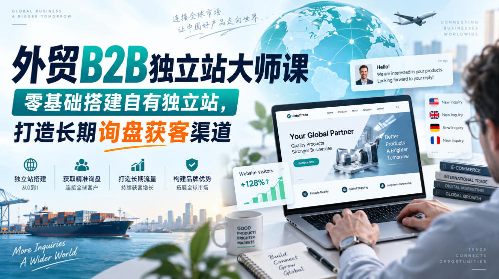 外贸B2B独立站大师课,零基础搭建自有独立站,打造长期询盘获客渠道-佳梦网创 - 网创副业项目资源站